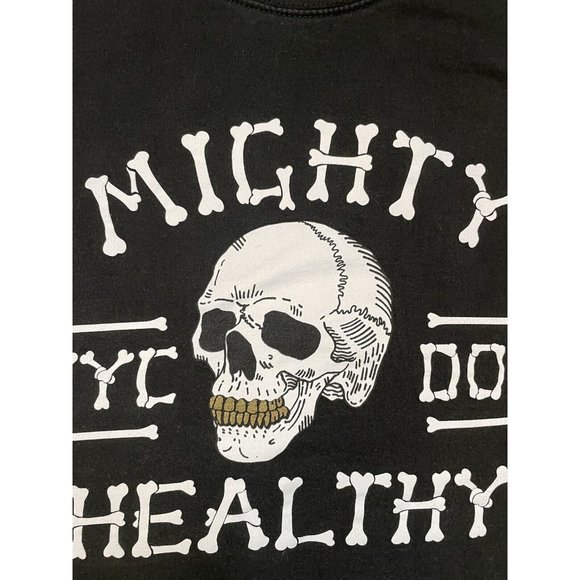 Mighty Healthy Skull Crewneck Sweatshirt Men Adult Medium Black Graphic - Picture 2 of 5